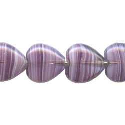 10x10mm Amethyst Swirl Pressed Glass HEART Beads