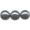 12mm Opaque Black Luster (Gunmetal) Pressed Glass SMOOTH ROUND Beads
