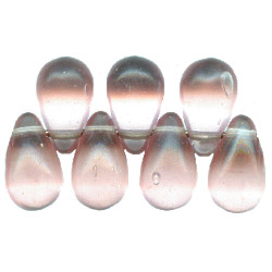 6x10mm Transparent Pink Pressed Glass DROP Beads