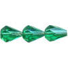 7x10mm Transparent Emerald Green Pressed Glass (Firepolished) FACETED DROP Beads