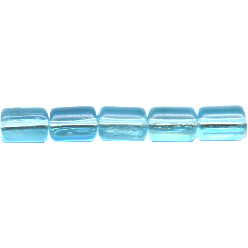 5x7mm Transparent Light Capri Blue Pressed Glass CYLINDER / TUBE Beads