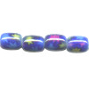 8x10mm Blue with Multi -Colored Stars Pressed Glass BARREL Beads