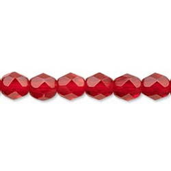 6mm Transparent Ruby Red Czech Fire Polished Faceted ROUND Beads