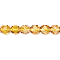 6mm Transparent Topaz Czech Fire Polished FACETED ROUND Beads