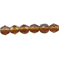 6mm Transparent Brown Czech Fire Polished FACETED ROUND Beads