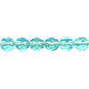 6mm Transparent Light Aqua Blue Pressed Glass (Firepolished) FACETED ROUND Beads