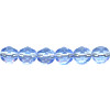 6mm Transparent Light Sapphire Blue Pressed Glass (Firepolished) FACETED ROUND Beads