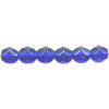 6mm Transparent Cobalt Blue Pressed Glass (Firepolished) FACETED ROUND Beads