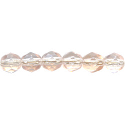 6mm Transparent Light Pink Pressed Glass FACETED ROUND (Fire Polished) Beads