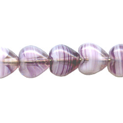 6x6mm Amethyst Swirl Pressed Glass HEART Beads