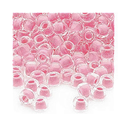 4mm Transparent, Hot Pink Lined, Matte Czech Glass "E" BEADS (Rocaille)