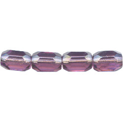 7x10mm Transparent Amethyst Pressed Glass FACETED BARREL Beads