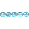 8mm Transparent Light Aqua Blue Pressed Glass (Firepolished) FACETED ROUND Beads