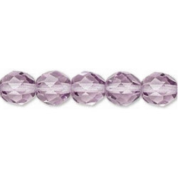 8mm Transparent Amethyst Pressed Glass (Fire Polished) FACETED ROUND Beads