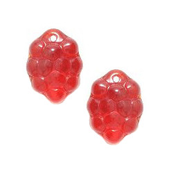 10x14mm Transparent Ruby Red Pressed Glass GRAPES Charm Beads