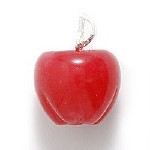 15mm Red Aventurine Carved APPLE w/Sterling Silver Bail