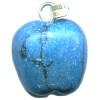 14mm Turquoise Dyed Howlite Carved APPLE Charm / Pendant - with Bail