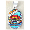 1-1/18" x 2-1/4" Micro Inlaid Gemstone & Sterling Silver Pendant - *OVAL*