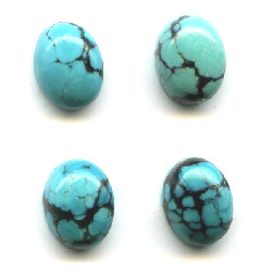 5x7mm Chinese Blue Matrix Turquoise OVAL CABOCHONS