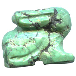 15x24mm Natural Chinese Blue Turquoise 3-D RABBIT Animal Fetish Bead