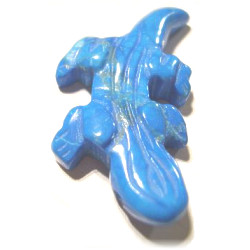 21x45mm Turquoise Dyed Howlite LIZARD, GECKO Animal Fetish Pendant/Focal Bead
