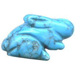 14x24mm Turquoise Dyed Howlite 3-D RABBIT Animal Fetish Bead