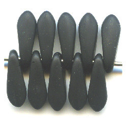 3x9mm Opaque Black Matte *Vintage* Czech Pressed Glass DAGGER Beads