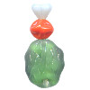 25mm Green, Orange & White *Vintage* German Pressed Glass 3-Piece BEAVERTAIL CACTUS Charm / Bead Set
