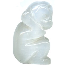 12x20mm White Catseye 3-D MONKEY Animal Fetish Bead