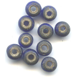 4x6mm *Vintage* Cobalt Blue White-Heart PONY / ROLLER Beads