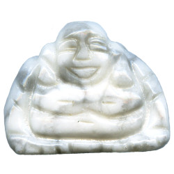 17x22mm White Howlite Carved BUDDHA Bead