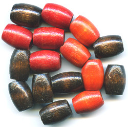 10x16mm Stained Wood BARREL Bead Mix