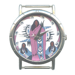 1-1/4" dia. Nickel Southwest Maiden WATCH FACE Component