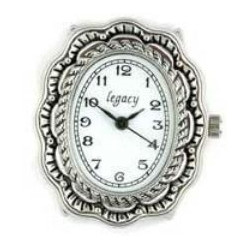 1" x 1-1/2" Antiqued Silvertone Oval Concho WATCH FACE Component